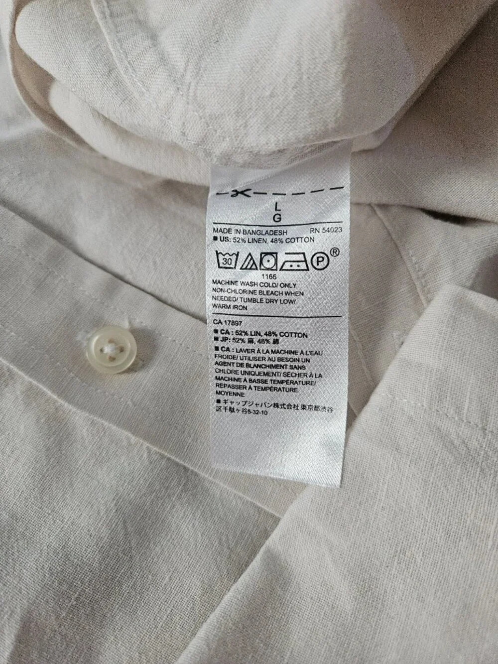 Banana Republic Slim-Fit Linen Blend Shirt in White, Men’s Size Large